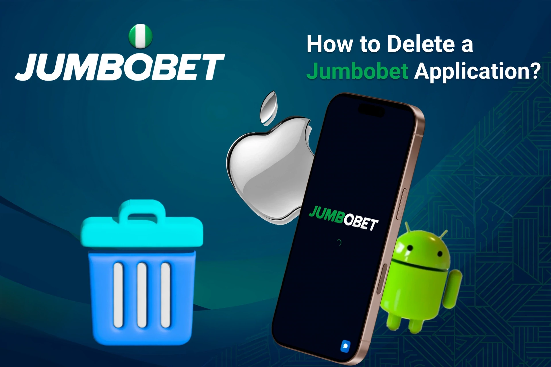 Instructions on how to delete the application from iOS and Android devices, shown with app icons