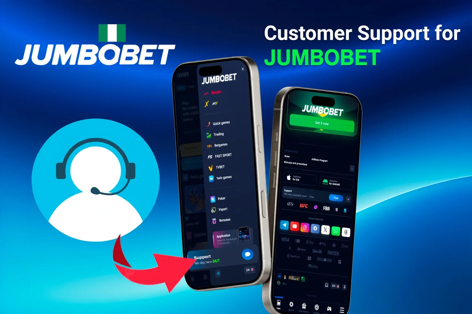 Customer support feature for the app, highlighting options for contacting support through the app
