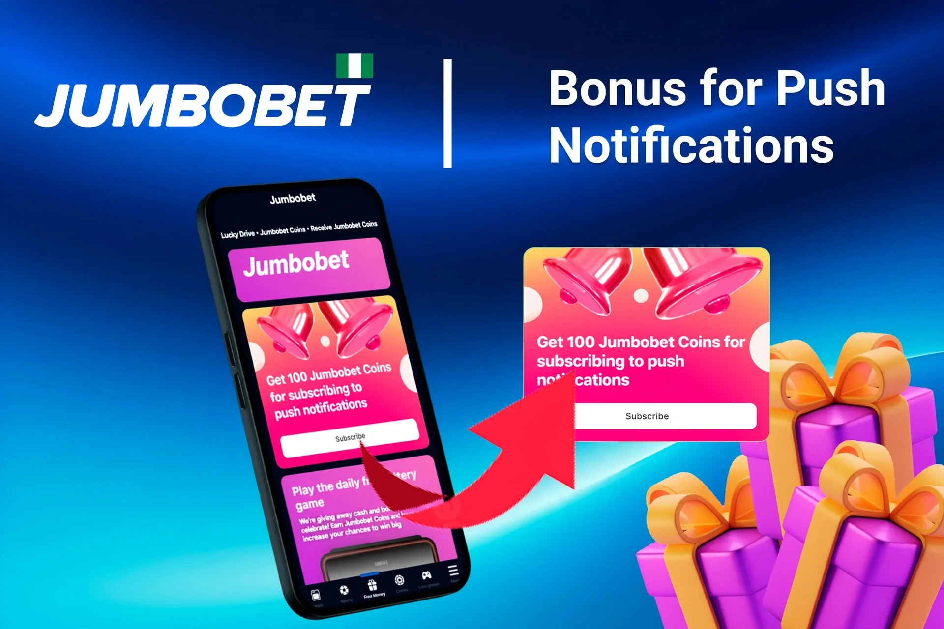 mobile app showing bonus offers and promotions with coins and poker-related graphics