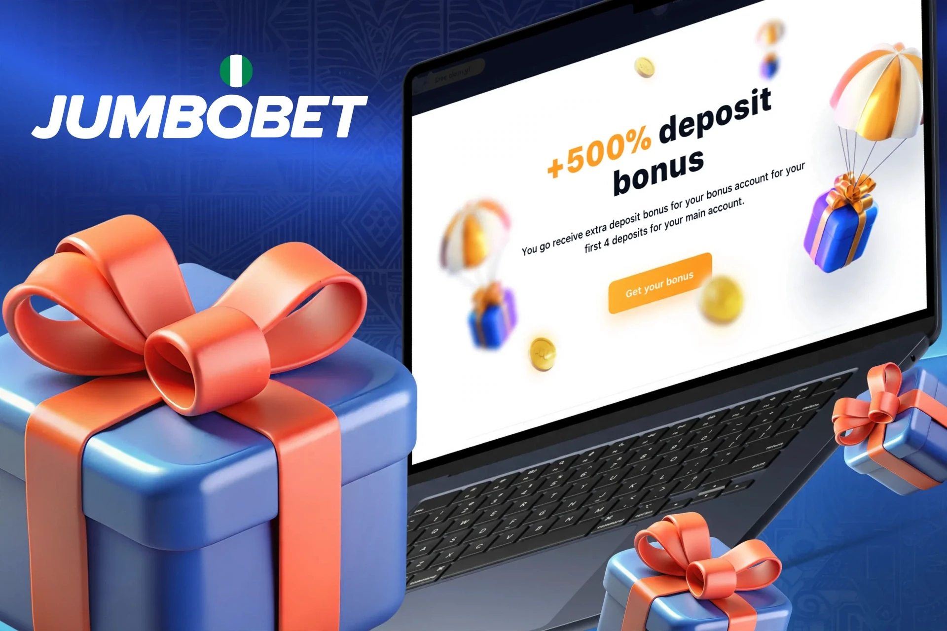 Conditions for receiving a JumboBet welcome bonus after logging in and depositing funds